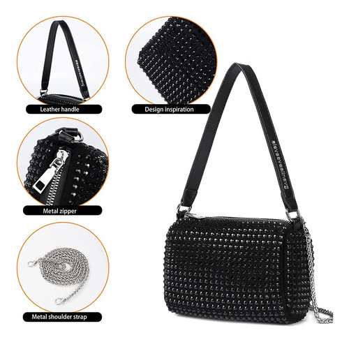 Cartera De Hombro Mujer Brillo Diamante Bolsa De Mano Fiesta