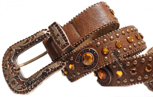 Imagem 2 de 3 de Lançamento Lindo Cinto Feminino Country Lady Marrom Strass