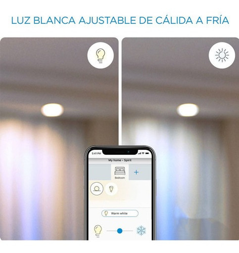 Imagen 6 de 8 de Foco Led Inteligente Wifi Wiz Cálida/fría 9w E27 X3 Unidades
