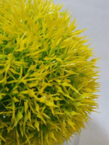 Enfeite Para Aquário Musgo Ball Amarelo Artificial 13 Cm