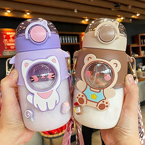 Excvalues Kawaii Bear Water Bottle Con Strap De Paja 3d85w