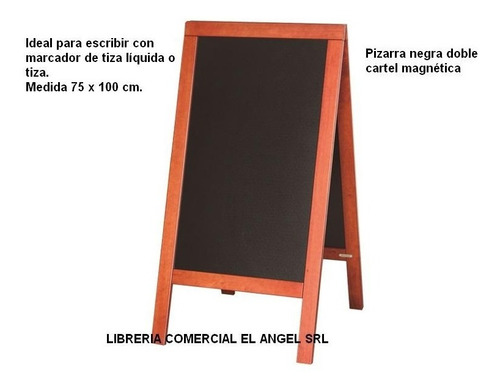 Pizarra Negra Magnetica Doble 75x100 Marco Madera Premium