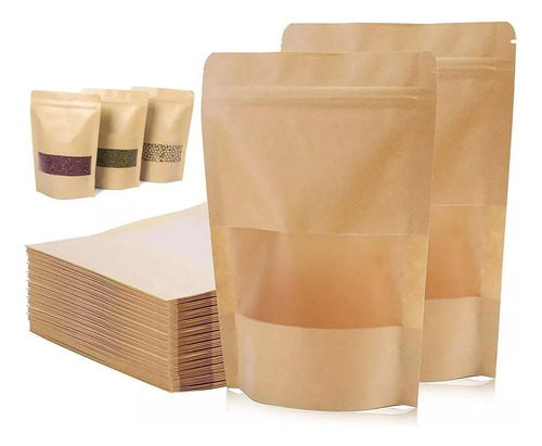 Saco Zip Lock Kraft Visor Stand Up Pouch 14x22 50un