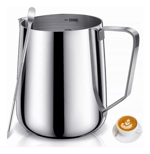Jarra De Acero Inoxidable 350ml Espuma Leche Incluye Pluma