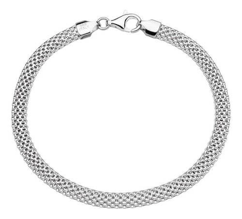 Pulsera  De 5 Mm De Plata De Ley 925 Fabricada En Italia 