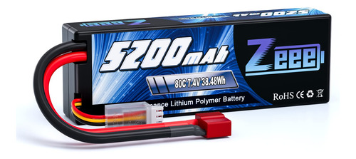 Zeee 2s Lipo Battery Mah 7.4v 80c Rc Hard Case Deans Plug F.