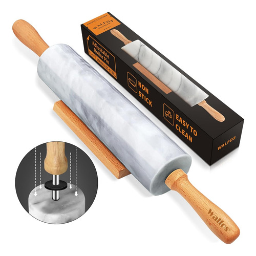 Rodillo De Marmol Con Mango De Madera, 41.9cm De Largo