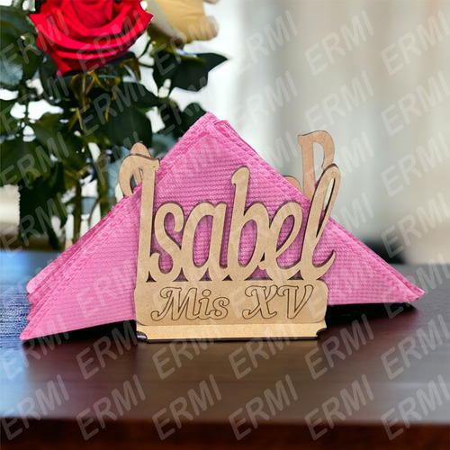 Servilletero Mis Xv Personalizado Nombre 35 Piezas Natural