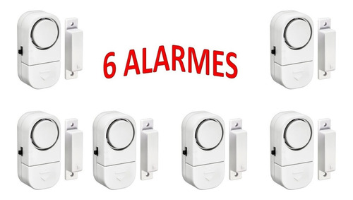6 Alarmes Residencial Comercial Sensor Para Janelas E Portas