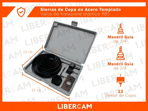 Imagen 4 de 10 de Mechas Sierra Copa Juego 16 Piezas Para Madera Acero Carbon