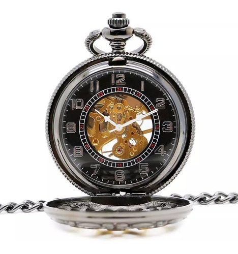 Reloj De Bolsillo Dad A Cuerda Maquinaria Expuesta