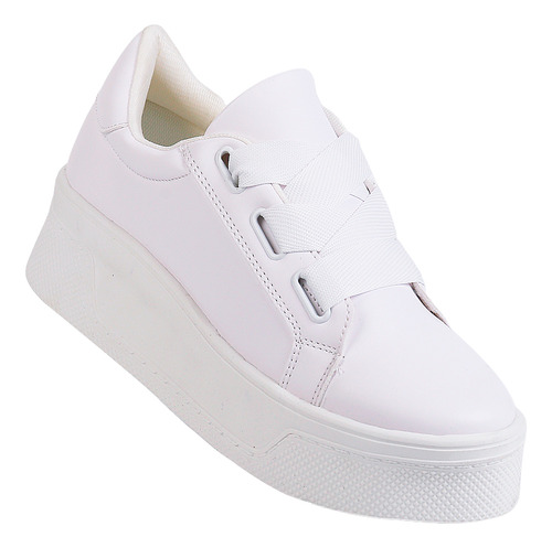 Tenis Casual Mujer Blanco Tacto Piel Stfashion 24103804