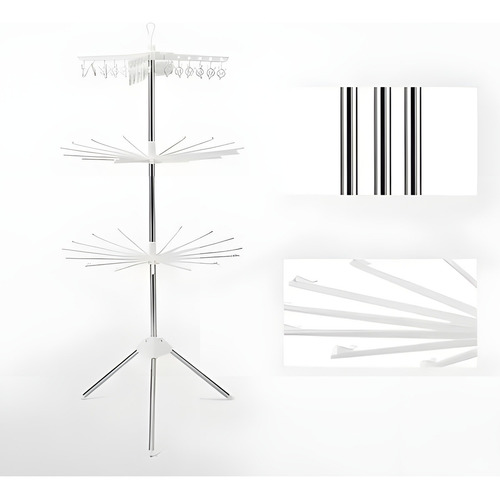 Tendedero Para Ropa Bebe , Giratorio Plegable Tres Niveles C Blanco