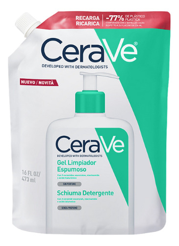 Cerave Gel Limpiador Espumoso Piel Normal Grasa Refill 473ml