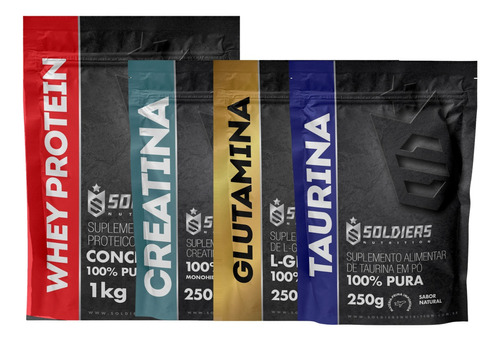 Whey 1kg + Creatina 250g + Glutamina 250g + Taurina 250g