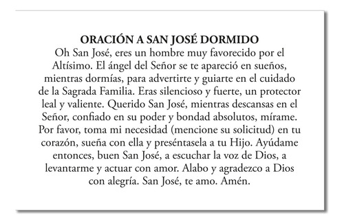 San José Dormido - Estampita X 100 Unidades Con Oración