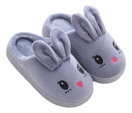 Pantuflas Peluche Niños De Conejo Calientita Antideslizante