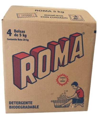 Detergente Roma En Polvo - Caja Con 4 Bolsas De 5 Kg