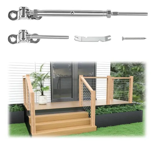 Kit Ringhiera Per Cavi In Acciaio Inox 316 - 6 Paia Di Tenditori Swage E Terminali, Angolo Regolabile 180°, Per Scale, Ponti E Balconi Esterni
