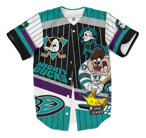 Camiseta Beisbolera Mighty Ducks Taz Negra