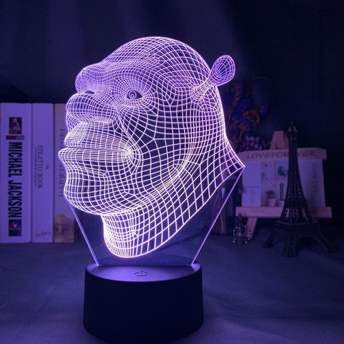 Luz De Noche Led Shrek Cabeza Holograma 3d Ilusión Lámpara P