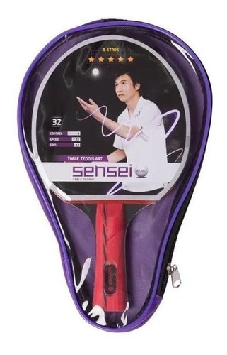 Imagen 9 de 9 de Paleta de ping pong Sensei 5 Star negra y roja