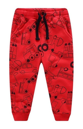 Pantalon Jogging Niño Estampado Algodón Rústico Bolsillos