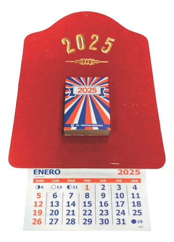 Almanaque 2025 Pared Peuser Taco N°4 Chico 24x33cm Mensual Rojo