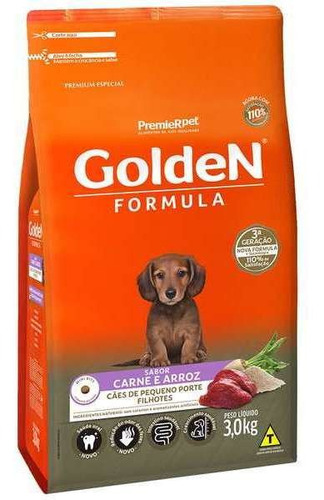 Ração Golden Formula Filhote Mini Bits Carne 3kg