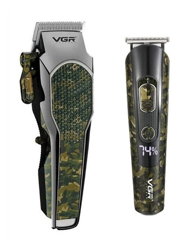 Combo Vgr Camuflado Maquina Corte Pelo V-299 + Trimmer V-271