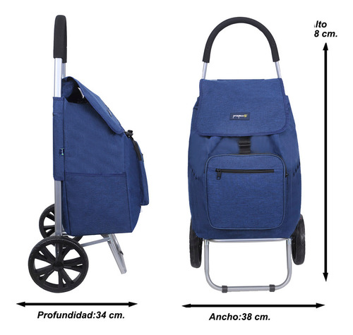 Carro De Compras Gremond Changuito Grande Reforzado Plegable Azul Marino