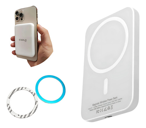 Power Bank Magsafe Carregador Indução 5000ma Sem Fio Cor Branco