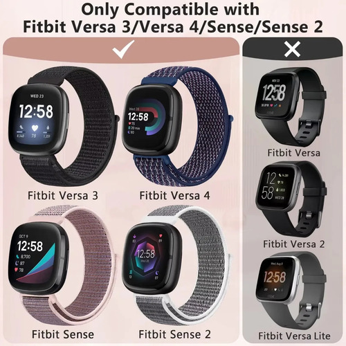 3 Correas De Nailon Para Fitbit Versa 4/3/sense 2