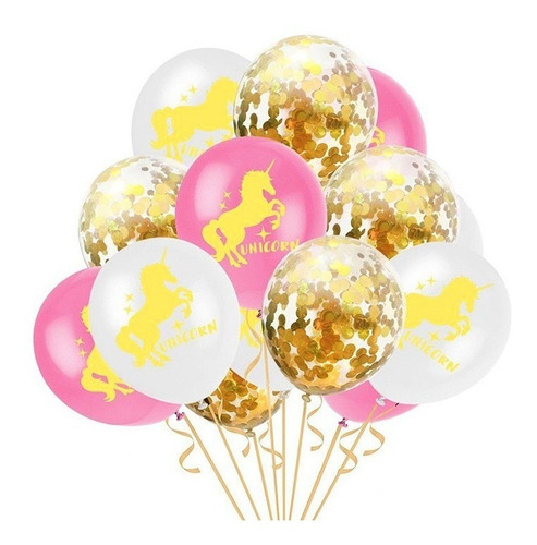 Bouquet De 15 Globos Diseño Unicornios Aptos Helio Desinflad