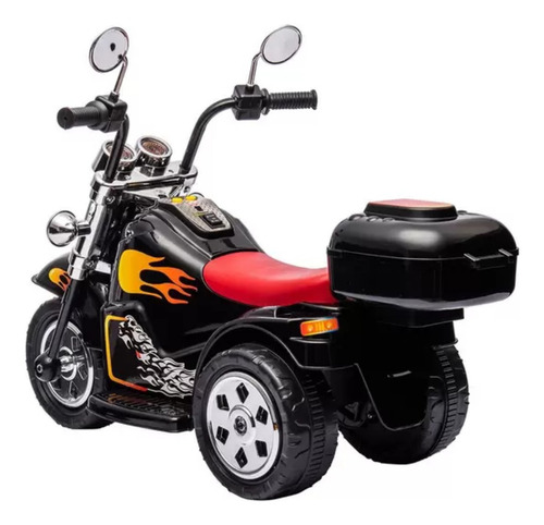 Mini Moto Elétrica Infantil Baú Interativa Motinha Com Luz Cor Preto Voltagem Do Carregador 6 Volts