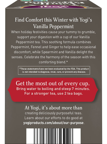 Té Yogi Vainilla Y Menta / Vanilla Peppermint 32g Importado