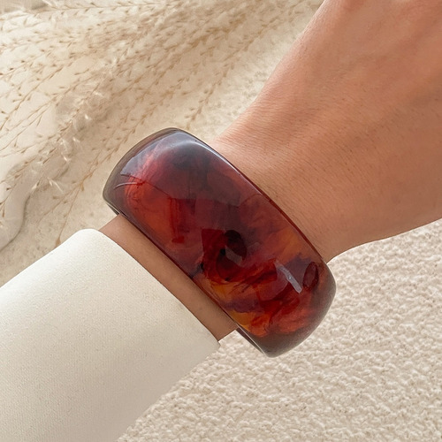 Pulsera Ancha Y Gruesa De Resina Bohemia Para Joyas De Fiest