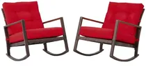 Comprar 2 Sillas Jardin Exterior Al Aire Libre Mimbre Mecedora Rojo