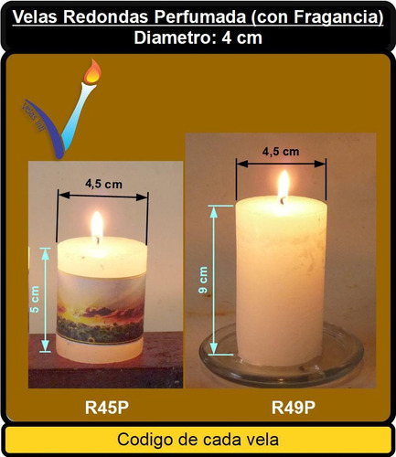 Imagen 2 de 8 de R45p - 1 Vela Redonda Perfumada 4x5cm /15hs