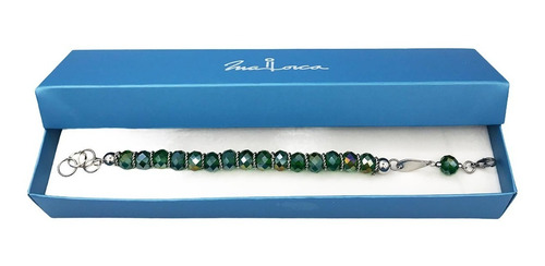 Pulsera Con Piedras Facetadas De Cristal Varios Colores. Verde Oscuro