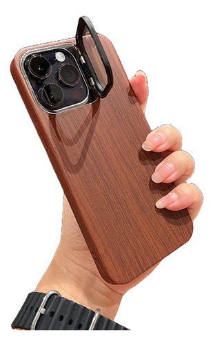 Funda Carcasa Case Patrón Madera Con Protector De Cámaras