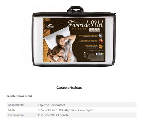 Kit 3 Travesseiros Favos De Mel Intense - Fibrasca - Macio