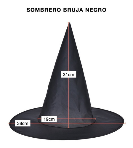 Sombrero Bruja Clasico Negro - Halloween