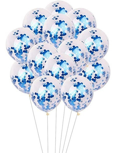 Globo Confetti Látex Confeti  R12 Azul Bomba Número