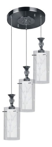Pendente Lustre Vidro Td 292 Com 3 Quedas E27 Taschibra Cor Transparente/Branco 110V/220V