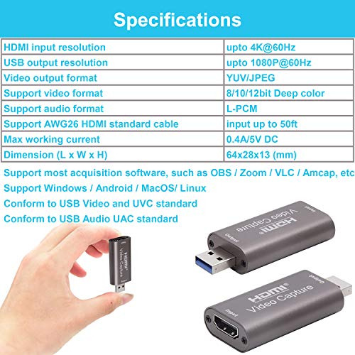 Tarjeta De Captura De Video Hdmi A Usb 1080p Para Streaming