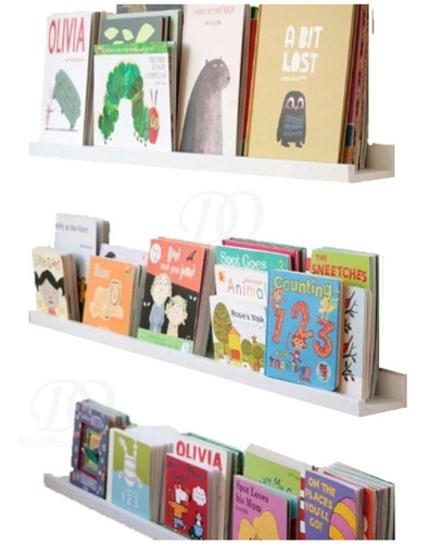 Imagen 5 de 10 de Estante Flotante Infantil Porta Libros Laqueado 80x12 Prof