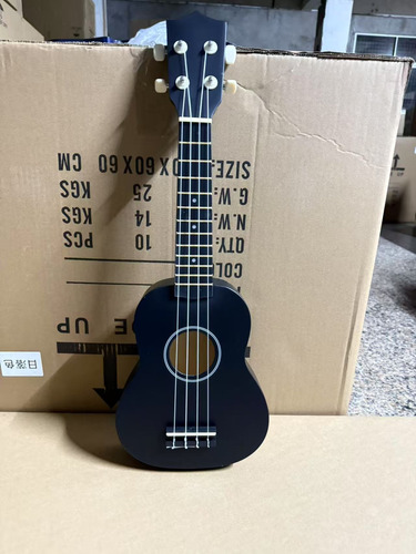 Kit De Ukelele Soprano Acústico De Madera De 21 Pulgadas Negro