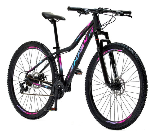 Bicicleta Aro 29 Krw Alumínio Shimano 21 Vel Suspensão S6 Cor Preto/rosa E Azul