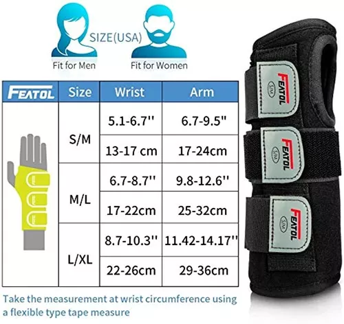 Featol - Muñequera ajustable con férulas para túnel carpiano, lesiones,  dolor de muñeca, esguinces., S/ M, Derecha-1, 1